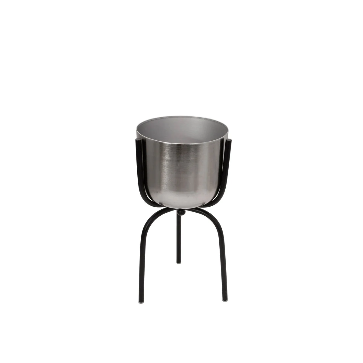 Sagebrook Home 15158-02 20" Metal Planter On Tripod, Silver/Black