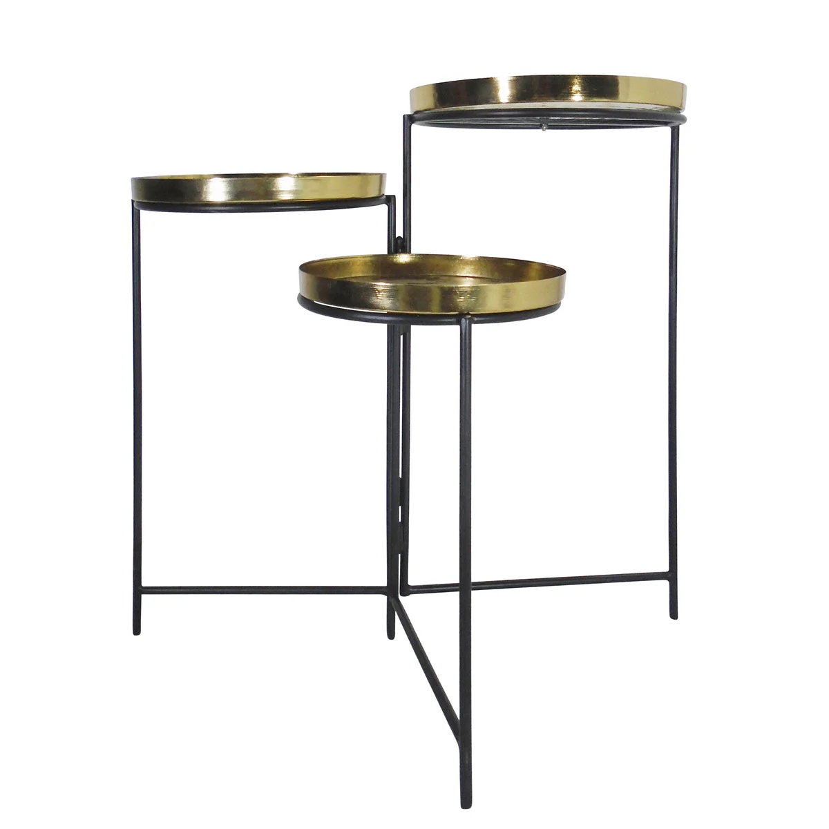 Sagebrook Home 15166 24" Metal Foldable Planter Trio, Gold/Black