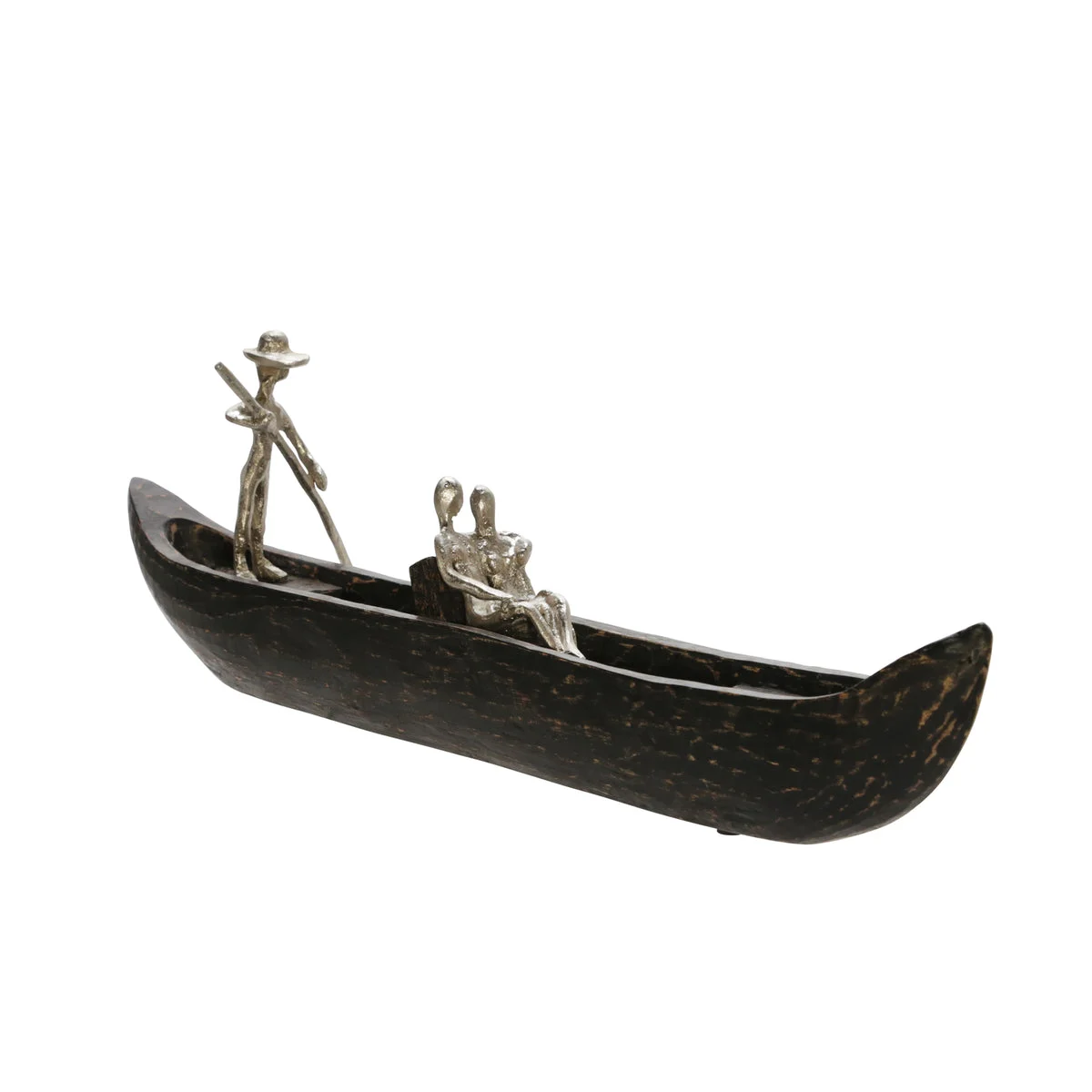 Sagebrook Home Mango Wood 7`` Gondola Table Decor, Silver
