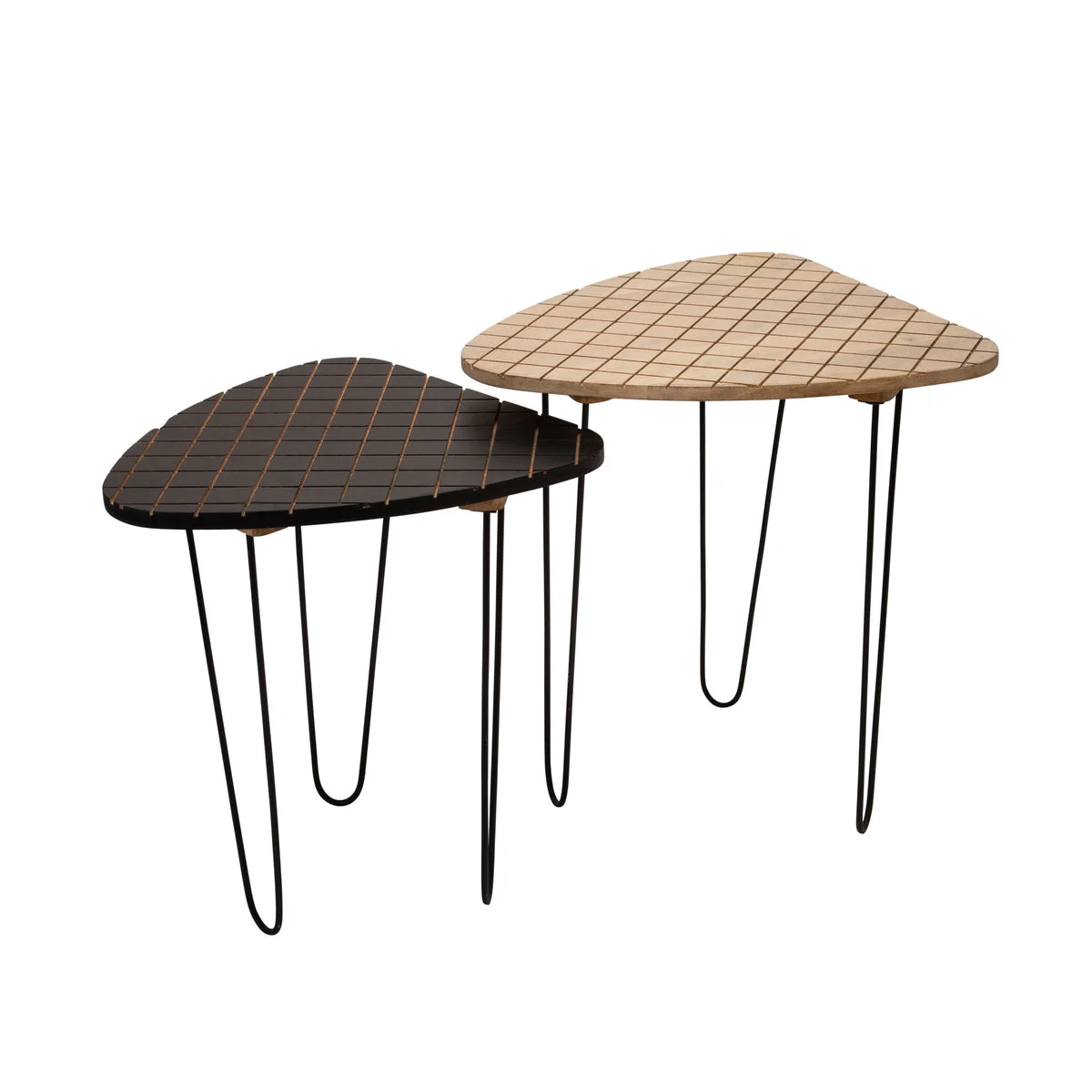Sagebrook Home Set of 2 Wood/Metal 18/20" Black/White Checkered Table