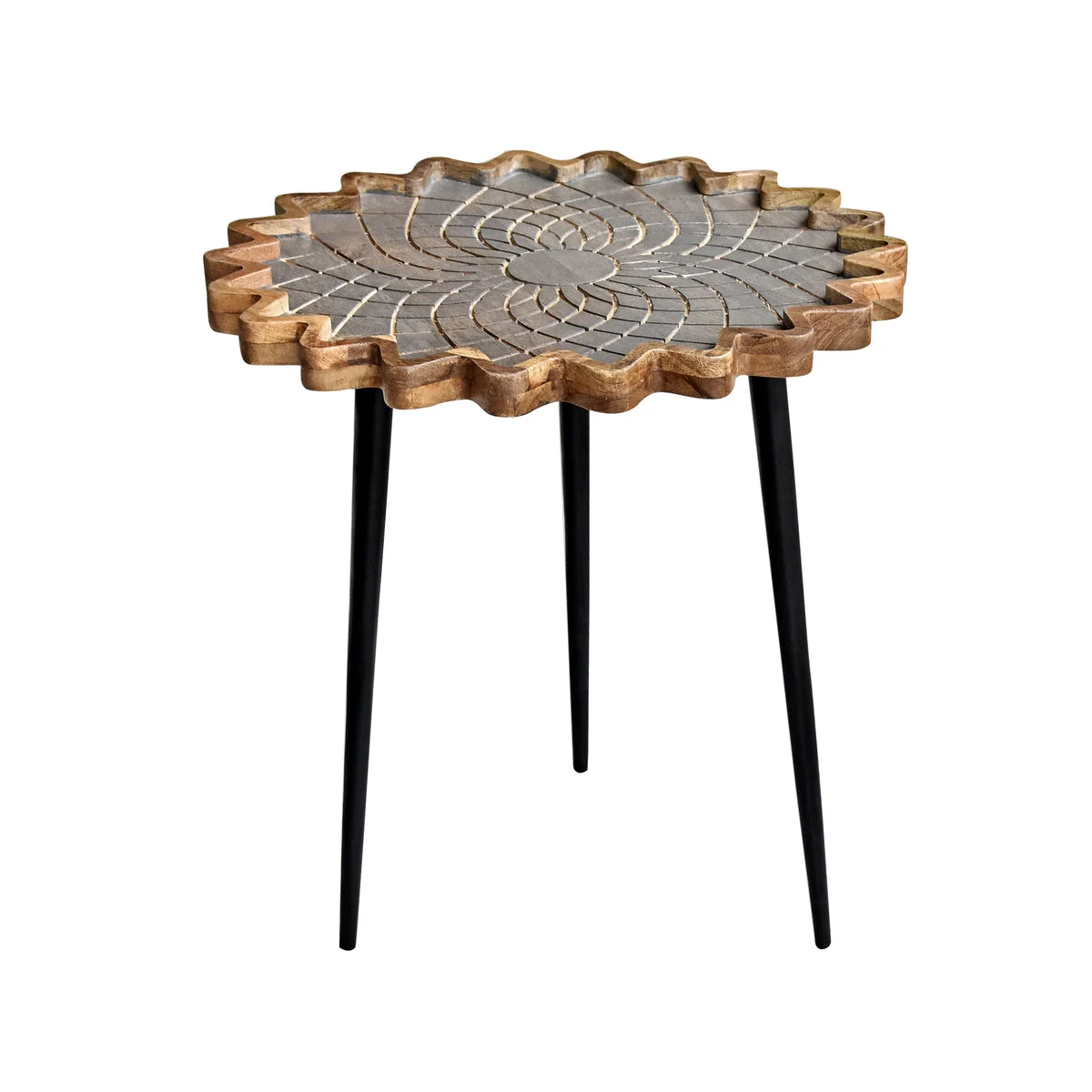 Sagebrook Home 15175 18" Wood/Metal Camellia Side Table, Brown