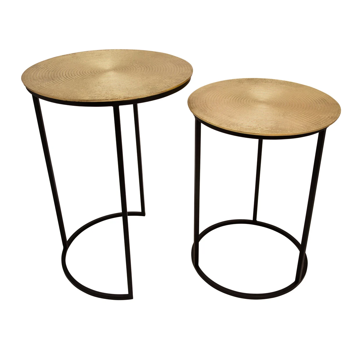 Sagebrook Home Set of 2 Metal 20/23`` Round Side Table, Gold/Black