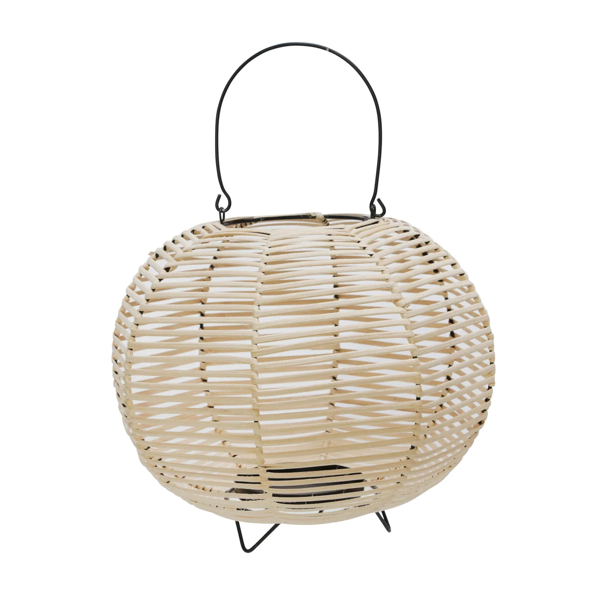 Sagebrook Home 15187 Round Wicker/Iron Lantern, Natural
