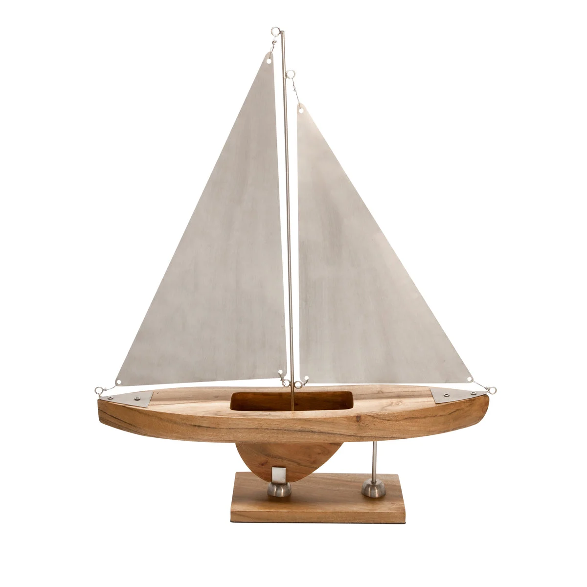 Sagebrook Home Wood/Cloth 22"H Sailboat, Brown