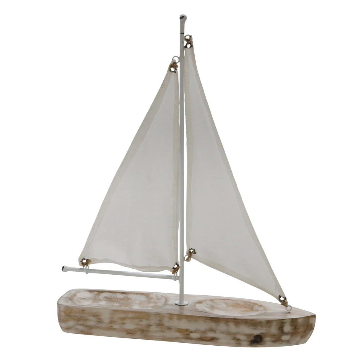 Sagebrook Home Wood, 17"H Cloth Sail Boat, Natural