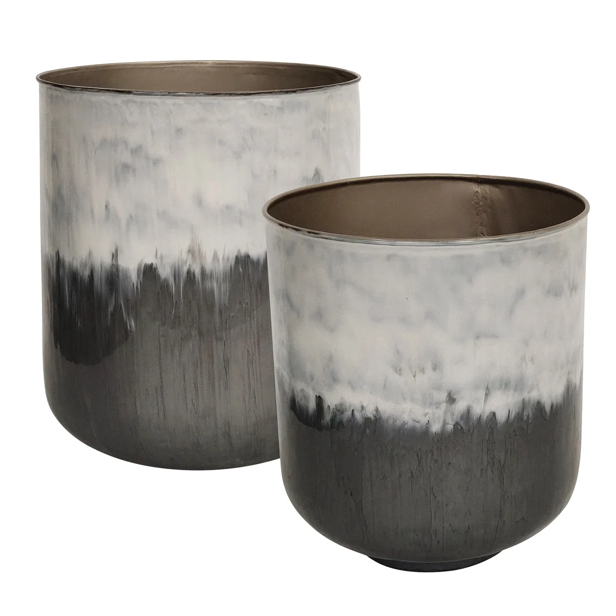 Sagebrook Home 15201 13"/17" Metal Planters, White/Gray, Set of 2