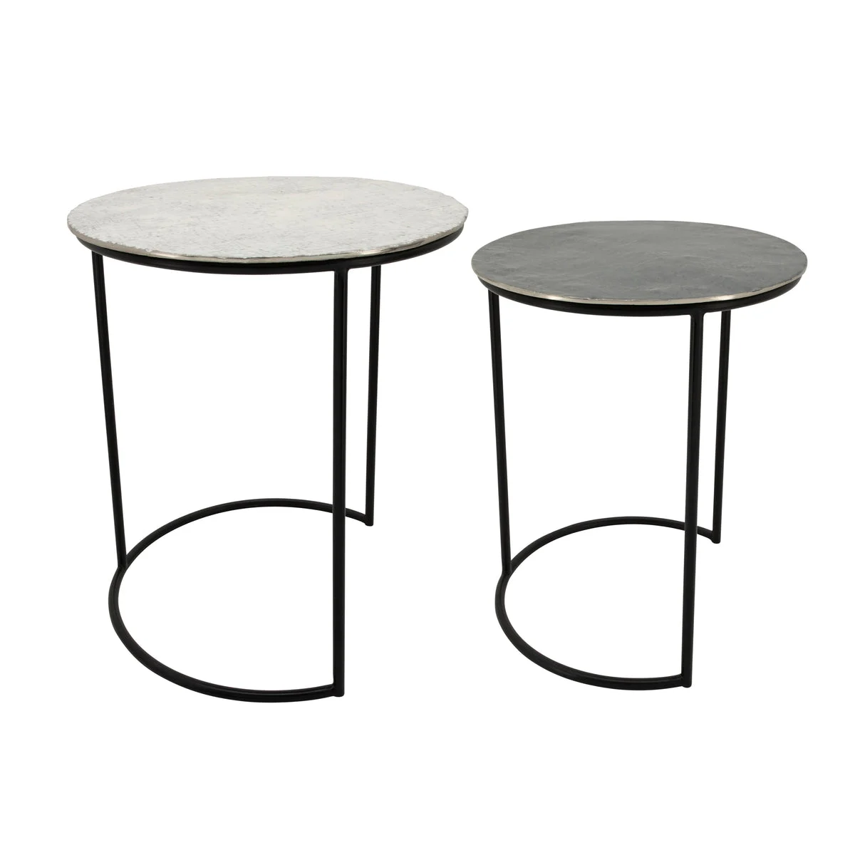 Sagebrook Home Set of 2 24/22`` Metal Round Side Tables, White/Black