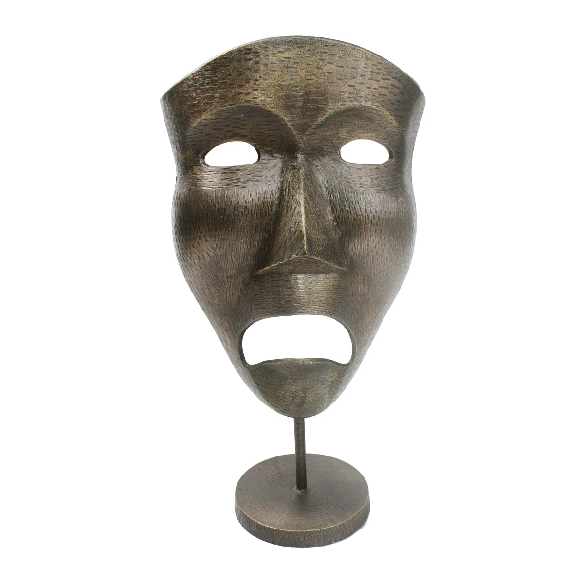 Sagebrook Home 15234 31" H Metal Theater Mask On Stand, Bronze