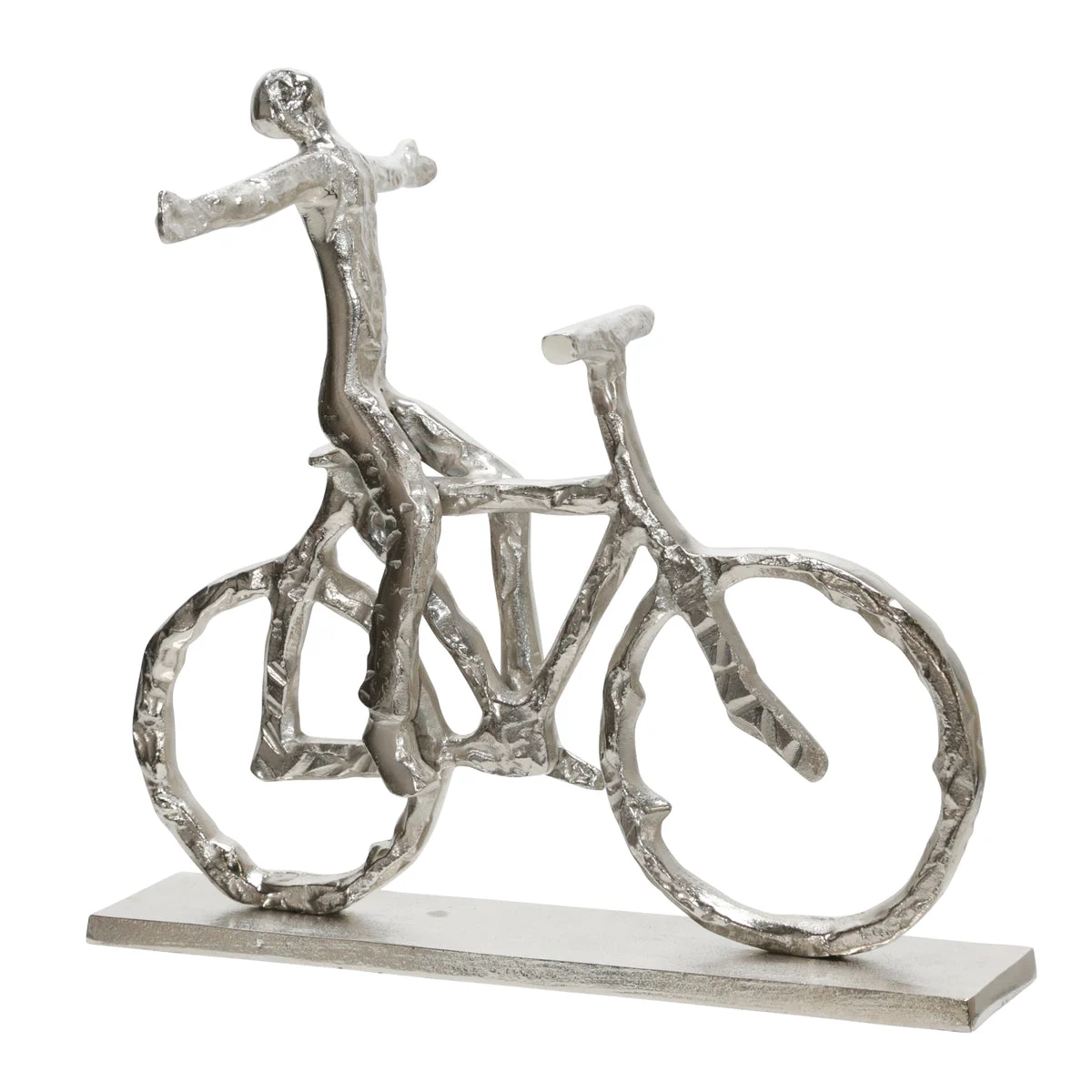 Sagebrook Home 15270 13" H Metal Man On A Bicycle, Silver