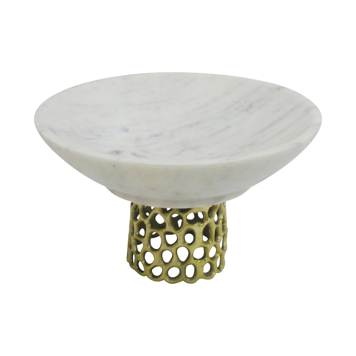 Sagebrook Home Marble 14`` Bowl W/ Metal Stand, Gold Kd