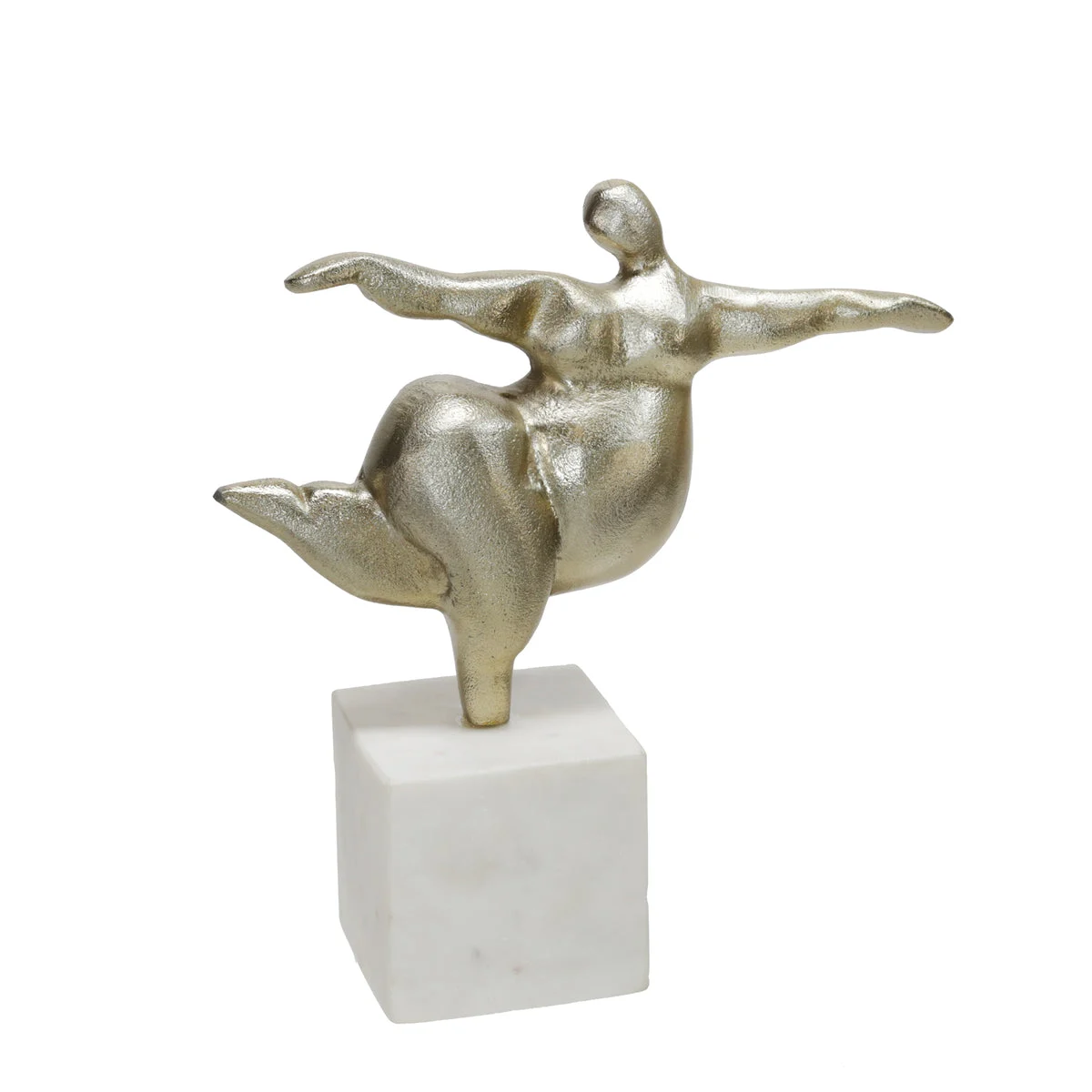Sagebrook Home Metal 9``H Yoga Woman On Marble Base, Gold