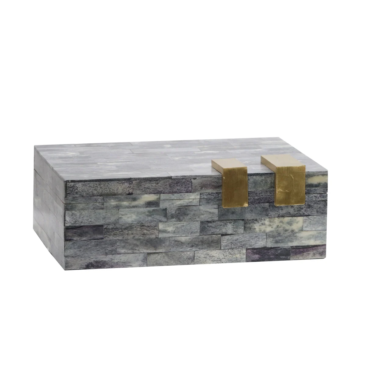 Sagebrook Home Bone 9`` Rectangular Box, Dark Gray/Gold