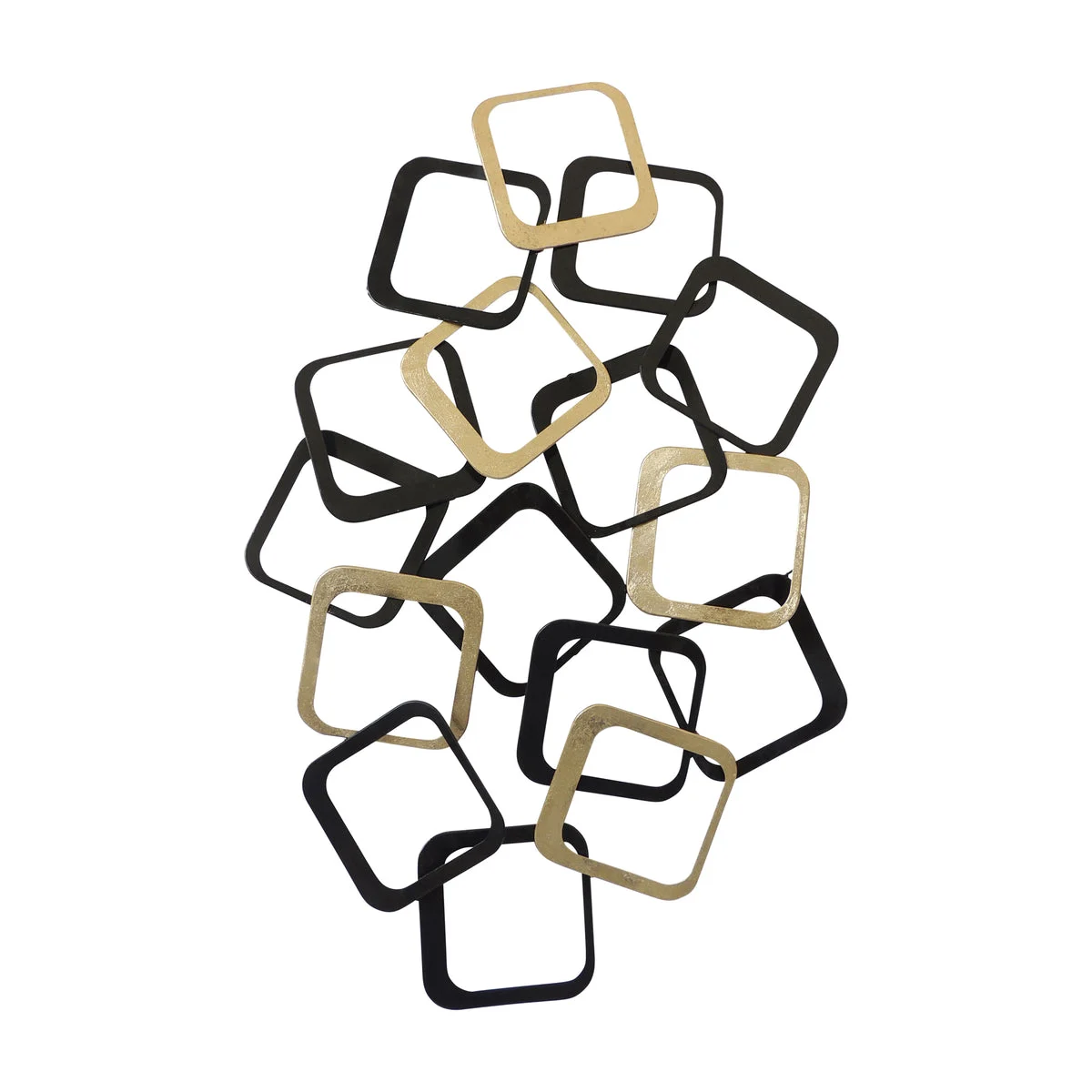 Sagebrook Home Metal 25`` Small Squares Wall Deco, Black/Gold Wb