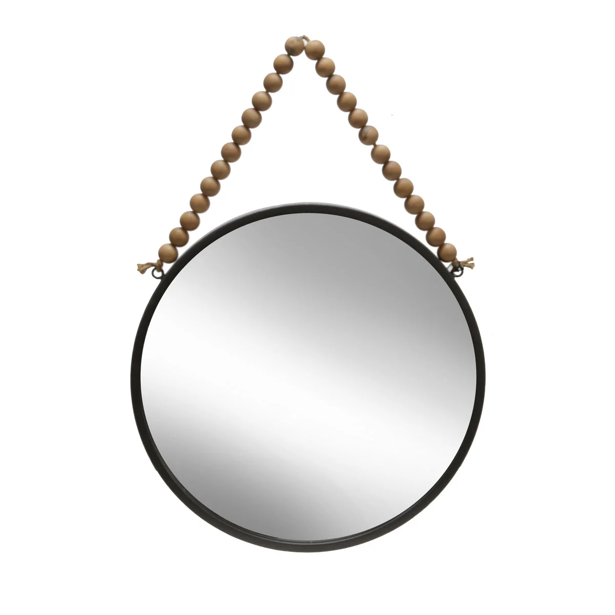 Sagebrook Home Metal 20`` Round Mirror W/ Beads, Black Wb