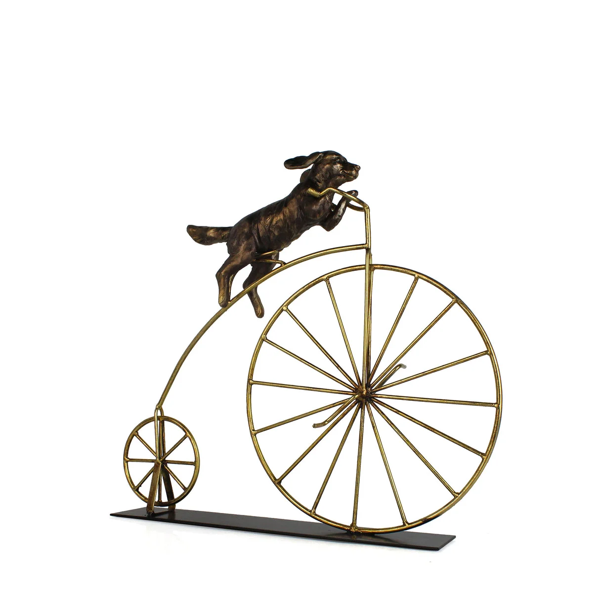 Sagebrook Home 15361-02 18" H Metal Dog On Bicycle Decor, Gold