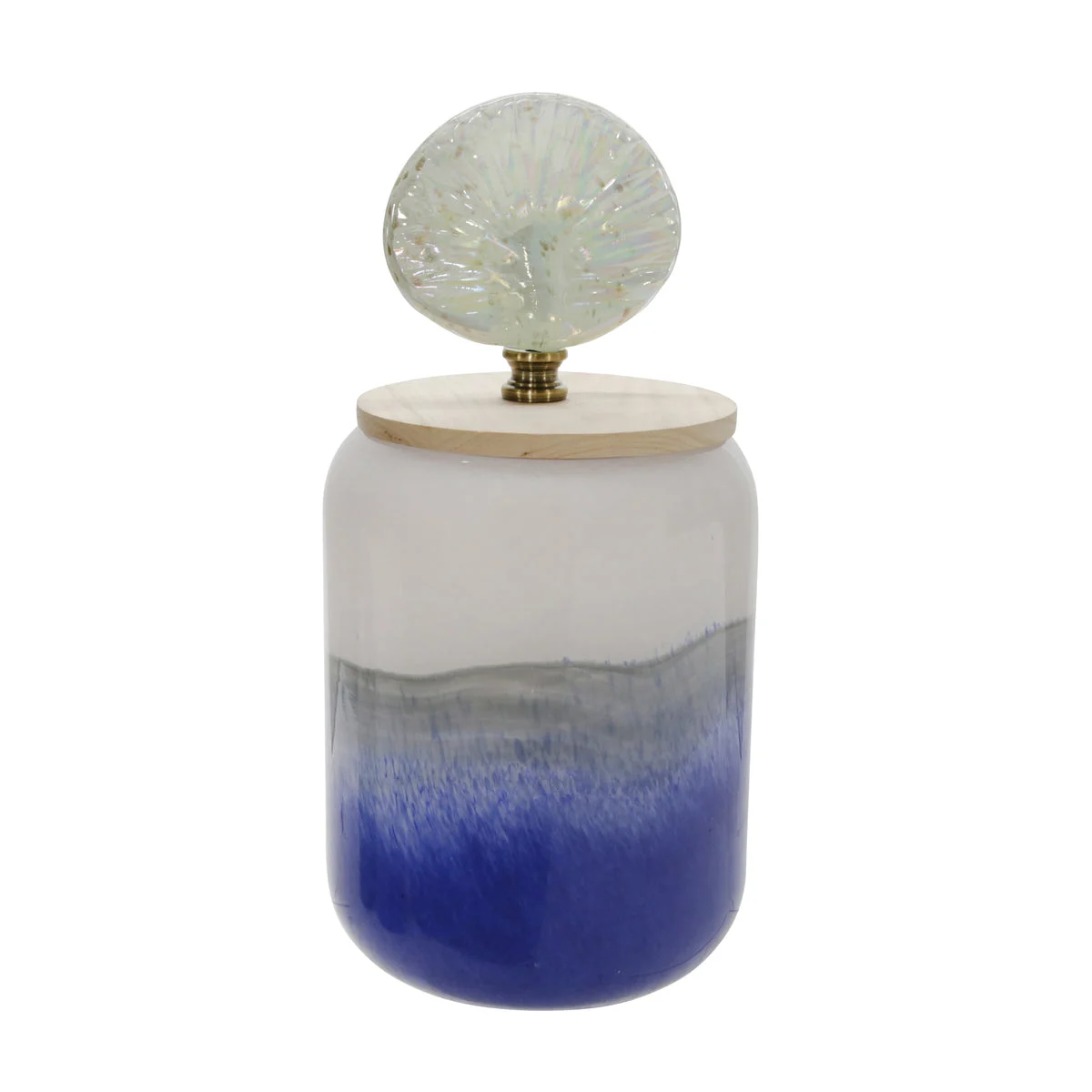 Sagebrook Home Glass 11``H Jar W/ Shell Lid, Blue