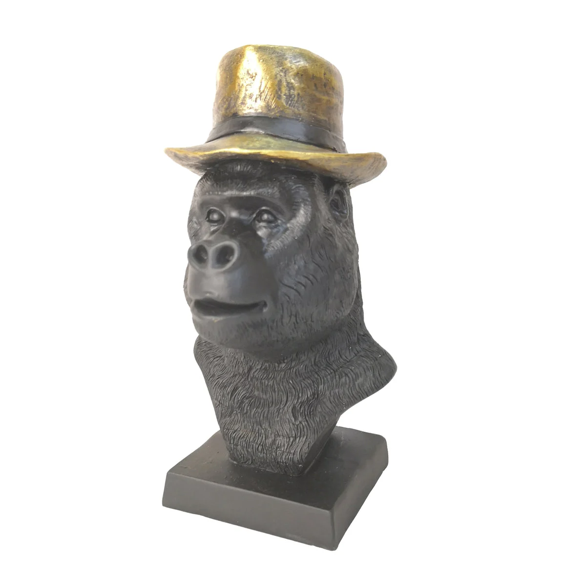 Sagebrook Home 15366 8" Gorilla Head with Hat Sculpture, Black