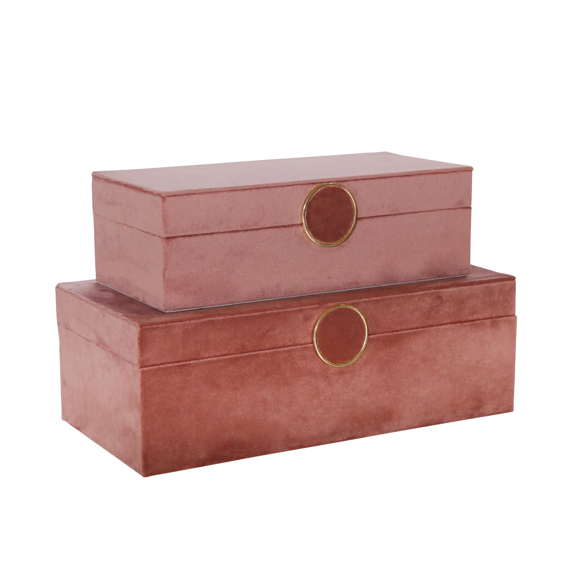 Sagebrook Home 15370-01 10"/12" Wood Velvet Jewelry Box, Blush, Set of 2