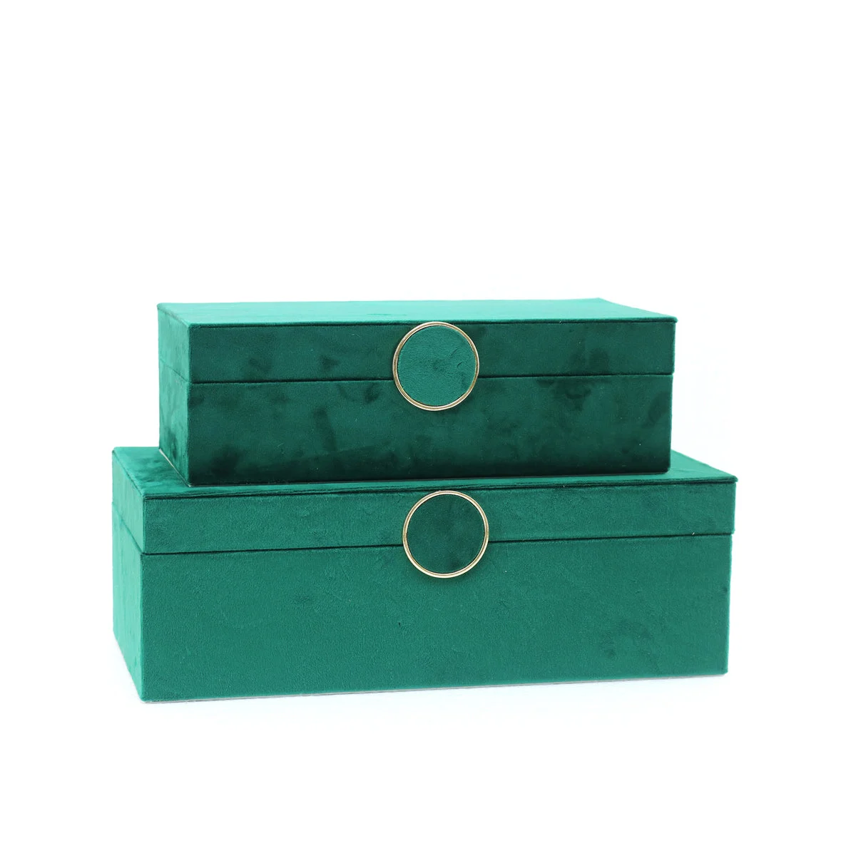 Sagebrook Home Set of 2 Wood 10/12`` Velvet Jewelry Box, Green