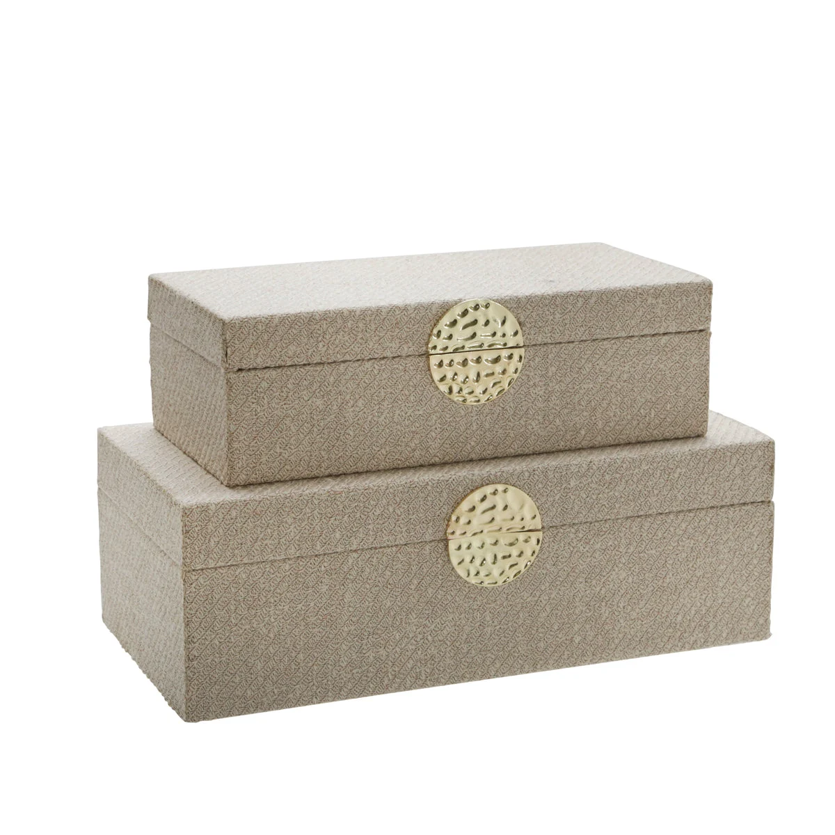 Sagebrook Home Set of 2 Wood 7/10`` Box W/ Medallion, White/Gold