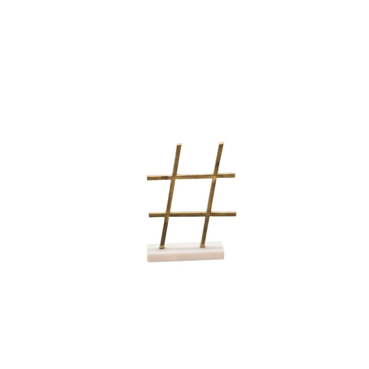 Sagebrook Home 12`` Metal/Marble Hashtag Table Top Deco, Gold