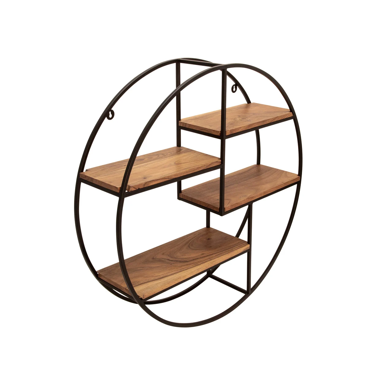 Sagebrook Home Metal/Wood 29`` Round Wall Shelf, Brown