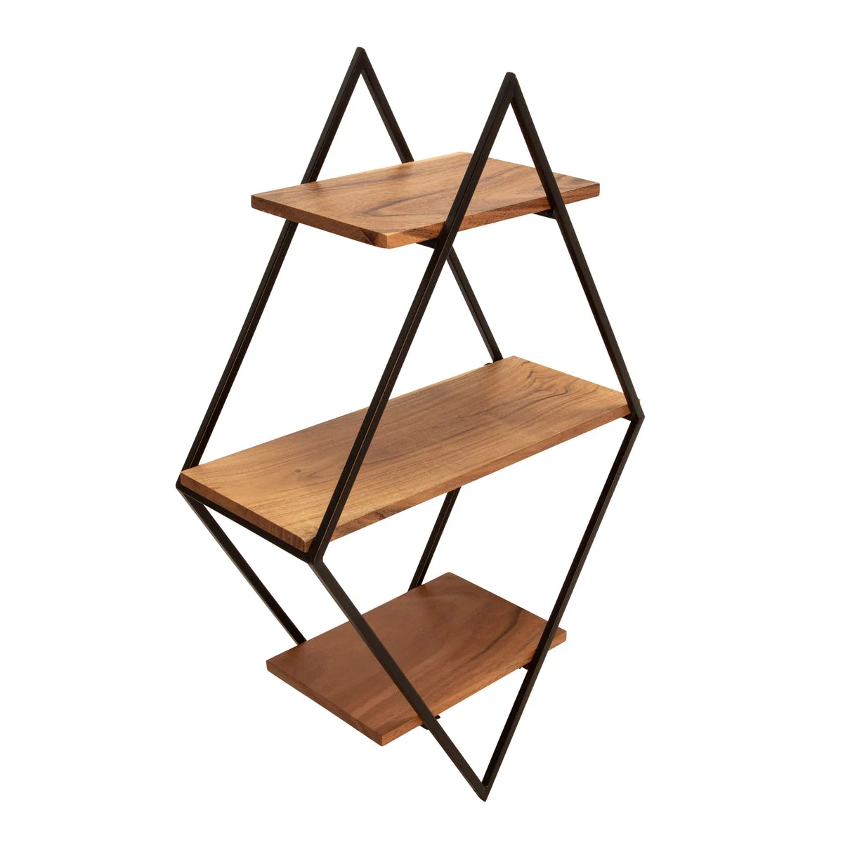 Sagebrook Home 15451 30" Metal/Wood Triangle Wall Shelf, Brown