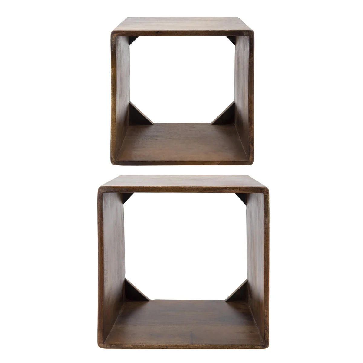 Sagebrook Home Set of 2 14/16`` Wood Cube Side Table, Brown