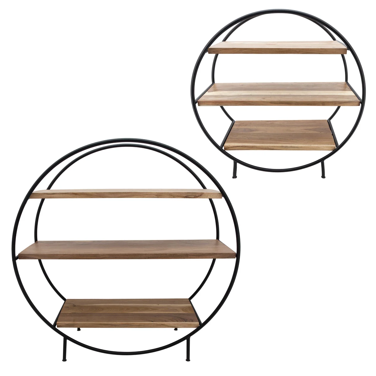 Sagebrook Home Set of 2 37/48`` Wood/Metal Round 3-Shelved Bookstand, B