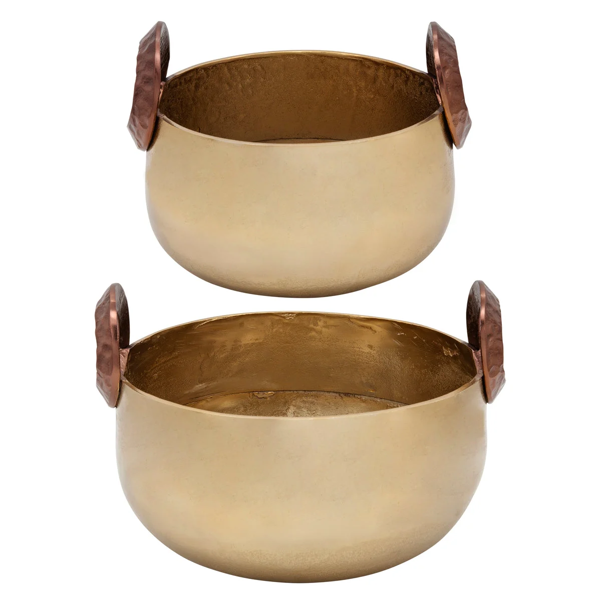Sagebrook Home 15520 10"/12" Bowl With Handles, Gold, Set of 2