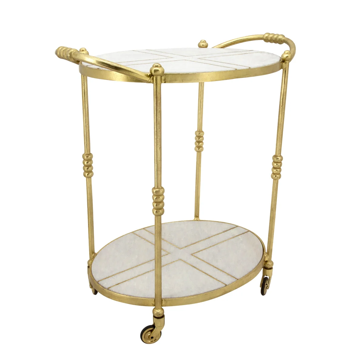 Sagebrook Home 28`` Rolling Oval Bar Cart, Gold