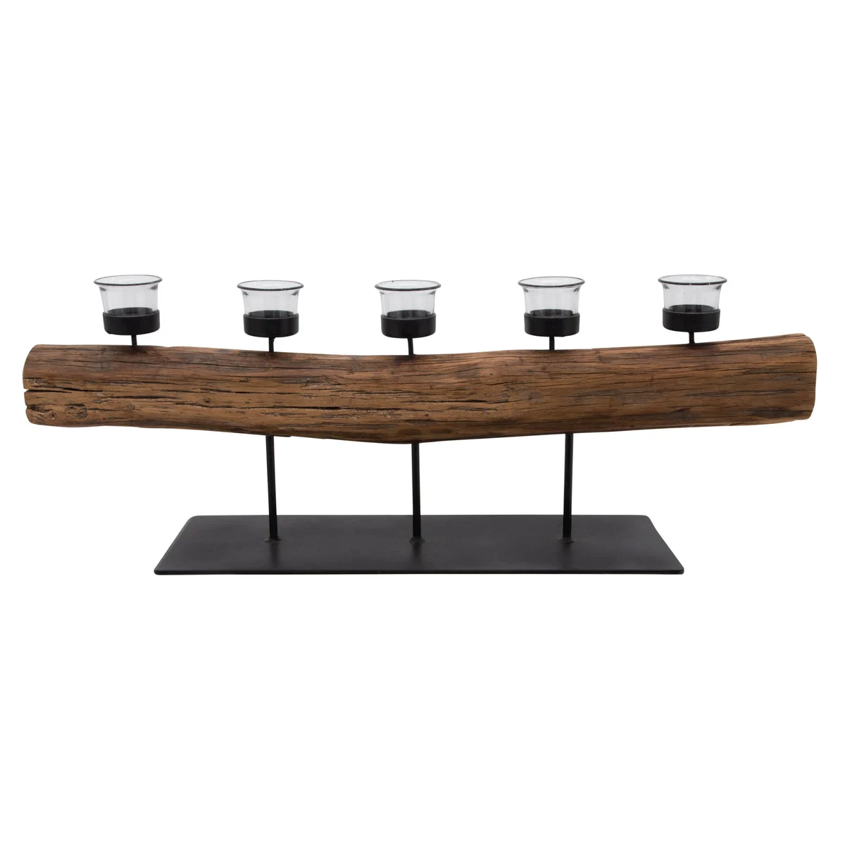 Sagebrook Home 30" 5-Candle Holder On A Log, Brown