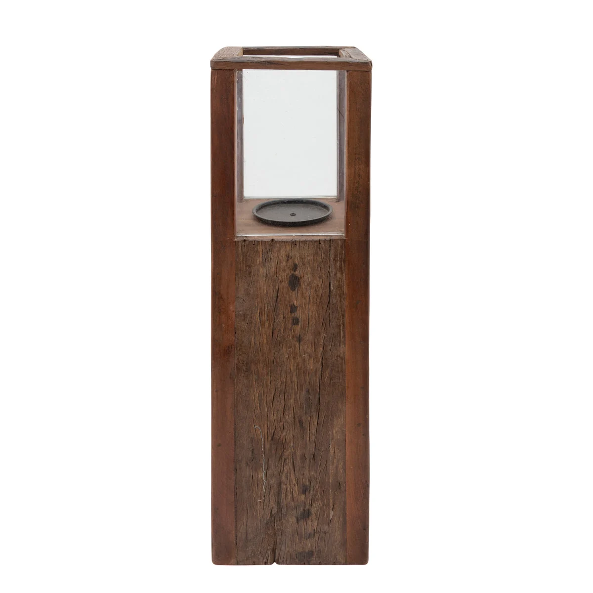 Sagebrook Home 28"H Hurricane On A Rectangular Stand, Brown