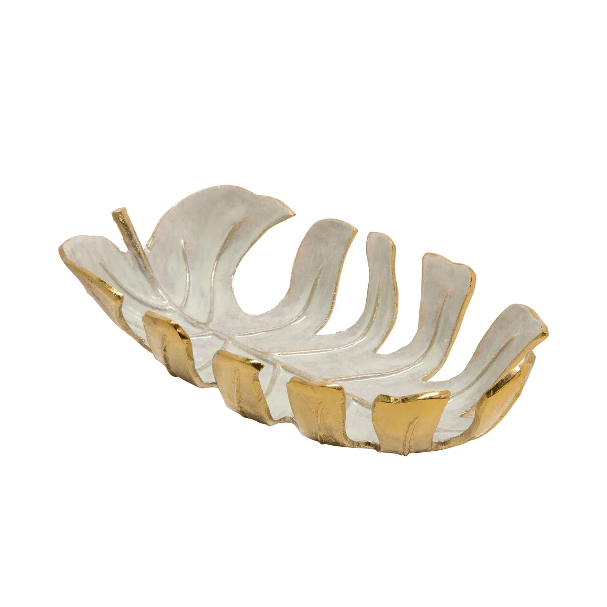 Sagebrook Home 18`` Leaf Bowl, Champagne