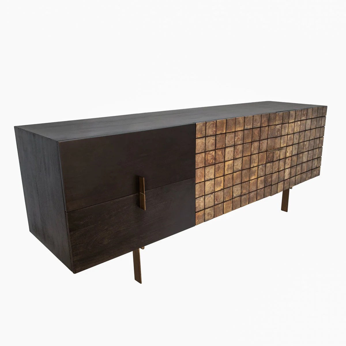 Sagebrook Home 71`` Wooden Console, 2-Tone Black/Brown