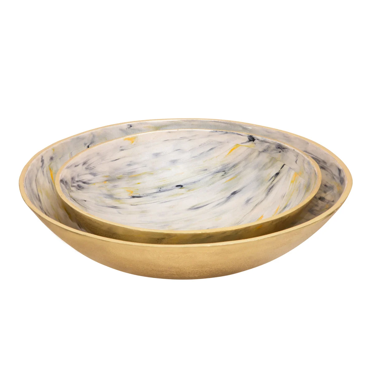 Sagebrook Home 15558 4" Decorative Metal Tray, Ivory, Set of 2