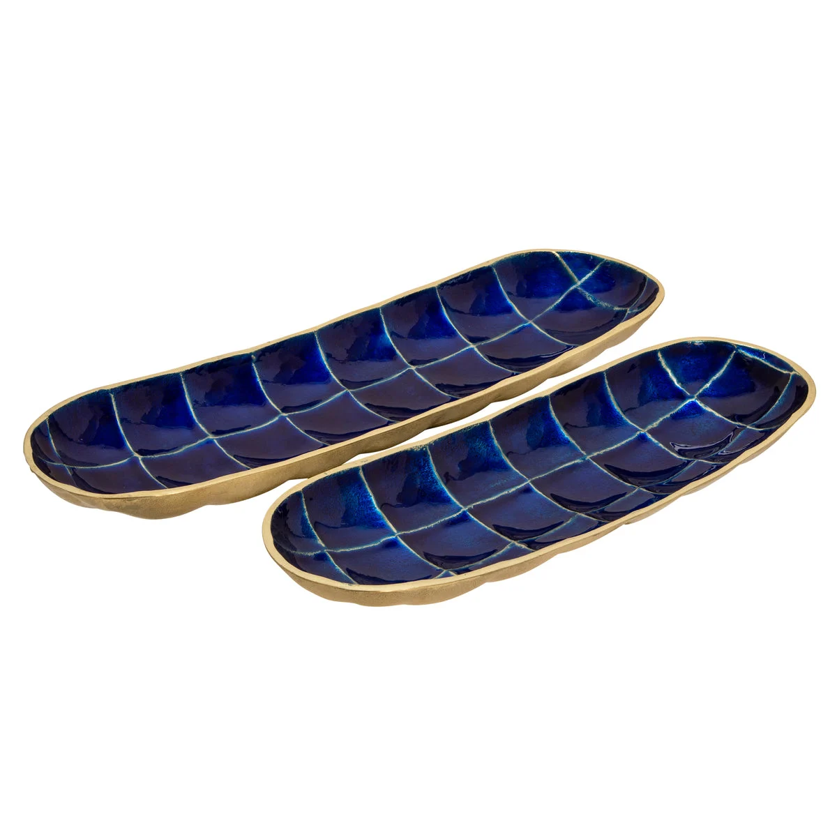 Sagebrook Home Set of 2 Decorative Tortoise Shell Metal Plates, Blue