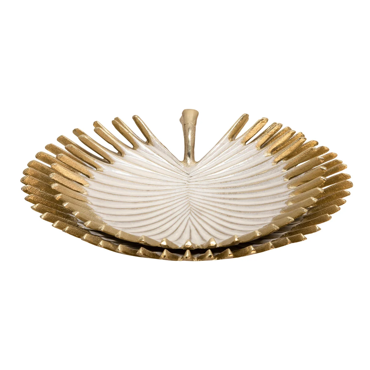 Sagebrook Home 15564 3" Decorative Metal Leaf Trays, Ivory, Set of 2