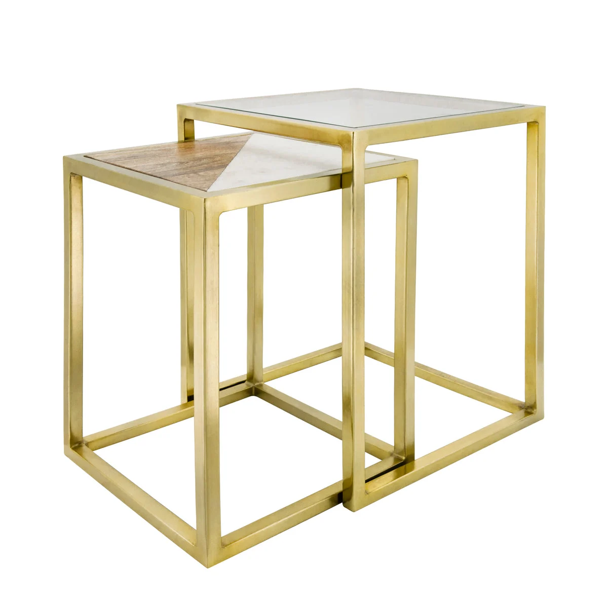 Sagebrook Home Set of 2 Nesting Side Table, Gold