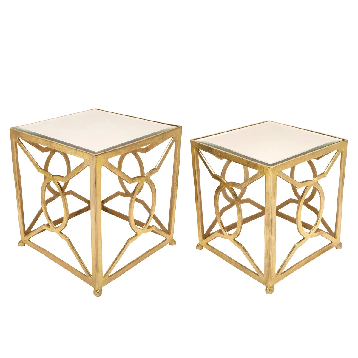 Sagebrook Home Set of 2 Square Metal Side Tables, Gold