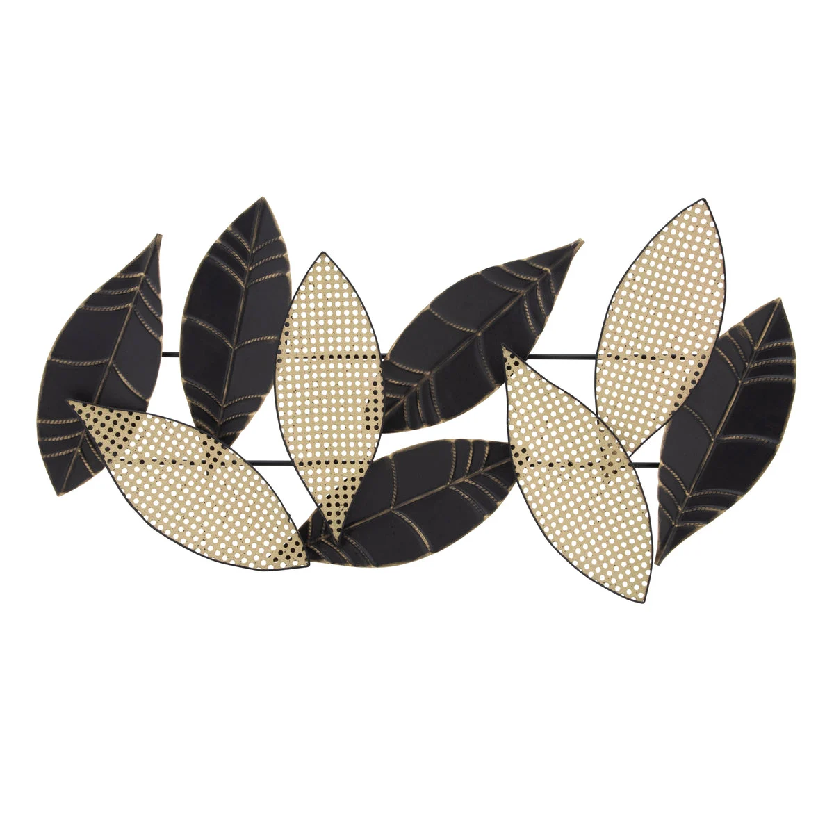 Sagebrook Home Metal 22`` Leaf Wall Deco, Black