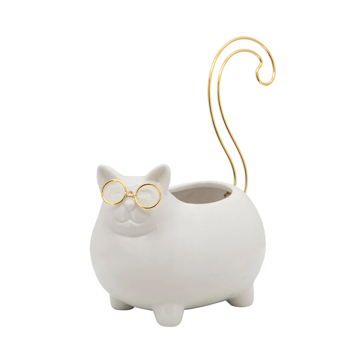 Sagebrook Home 6`` Kitty Trinket Tray, White