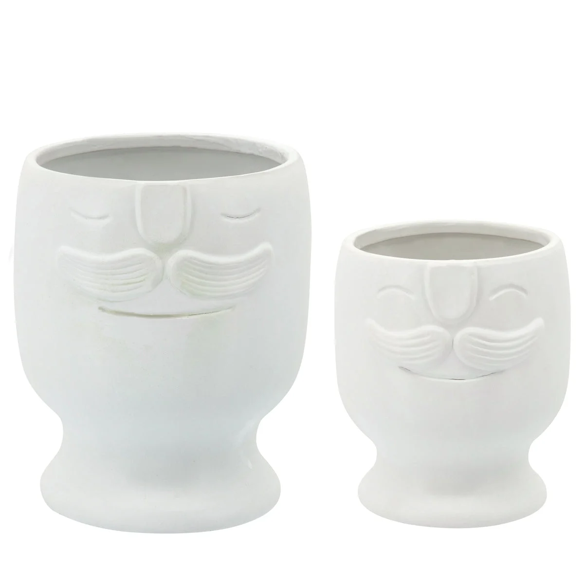Sagebrook Home 15839 6"/7" Face Planter, White, Set of 2