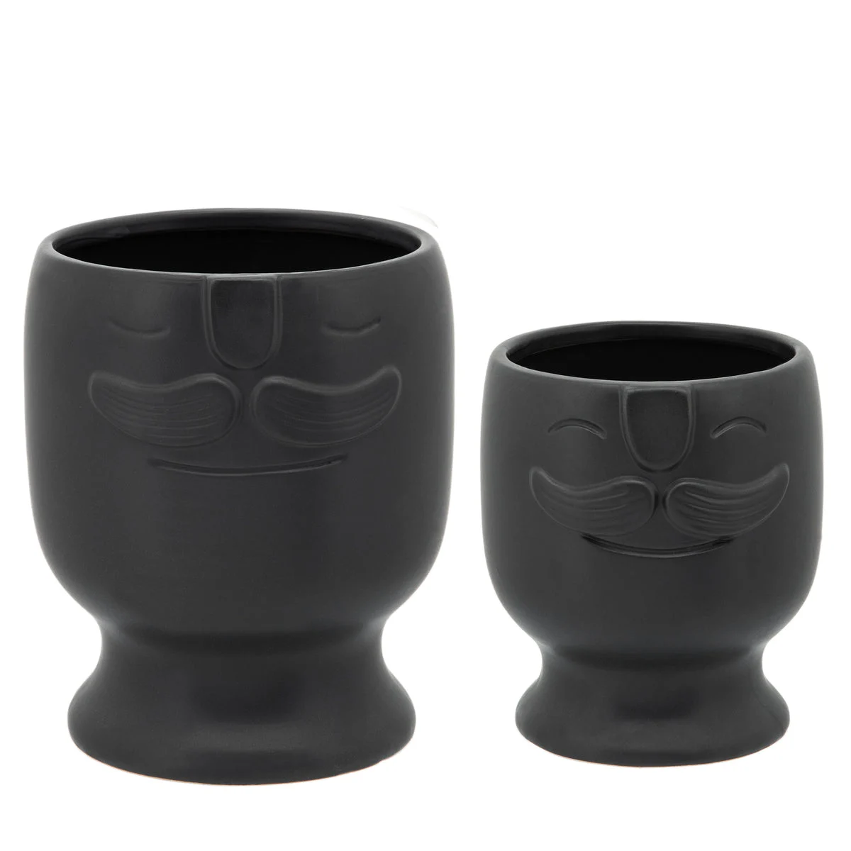 Sagebrook Home 15840 6"/7" Face Planter, Black, Set of 2