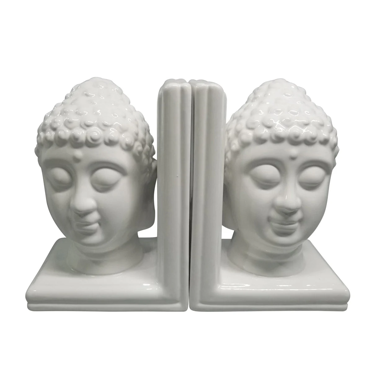 Sagebrook Home Set of 2 8`` Buddha Heads Bookends, White