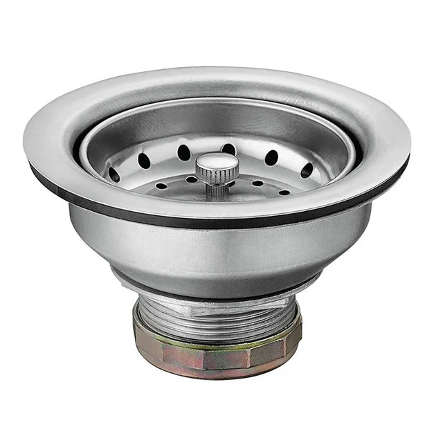 3-1/2" Stainless Steel Kitchen Drain Assembly with Basket Strainer