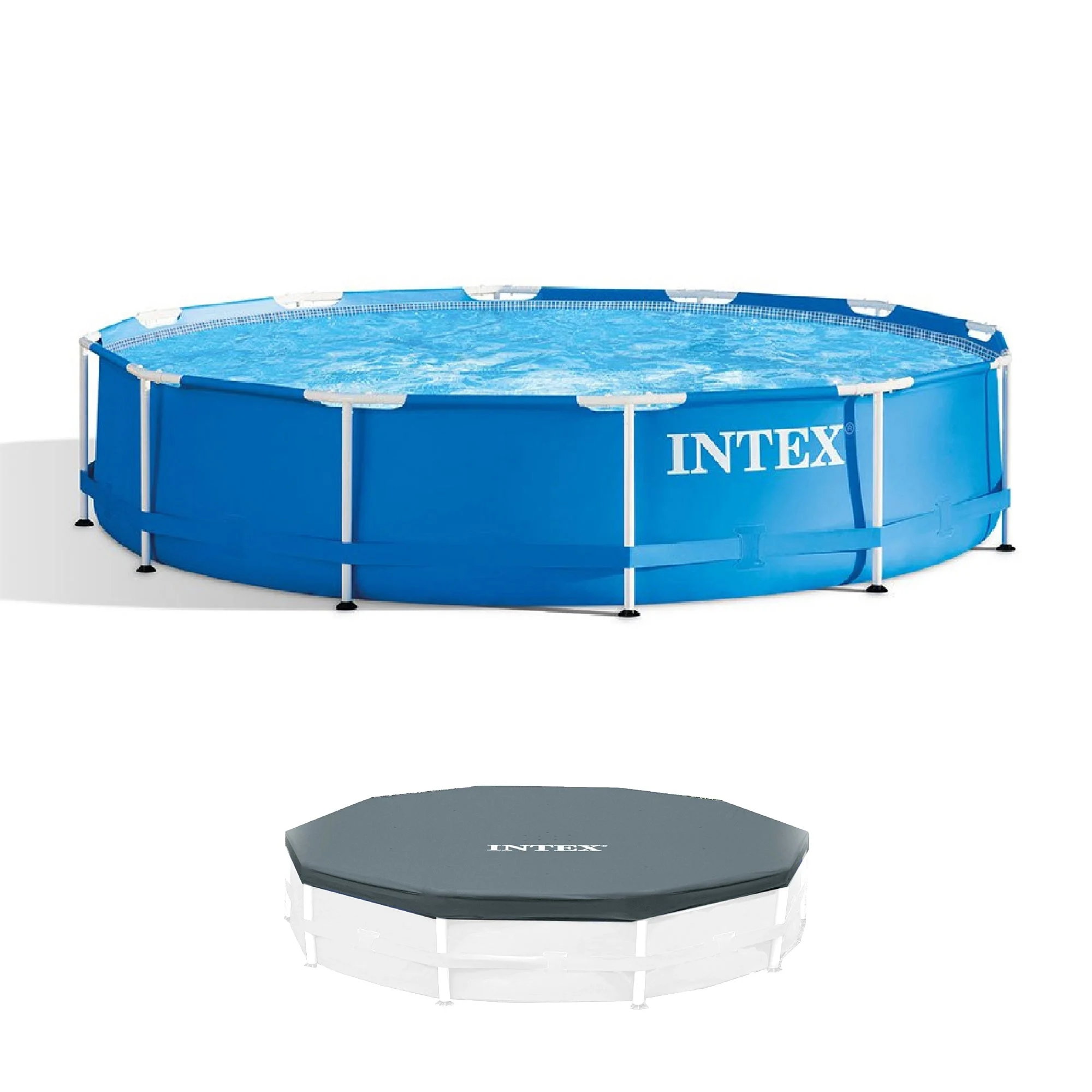 Intex 12 Foot x 30 In. Above Ground Pool & Intex 12 Foot Round Pool Cover