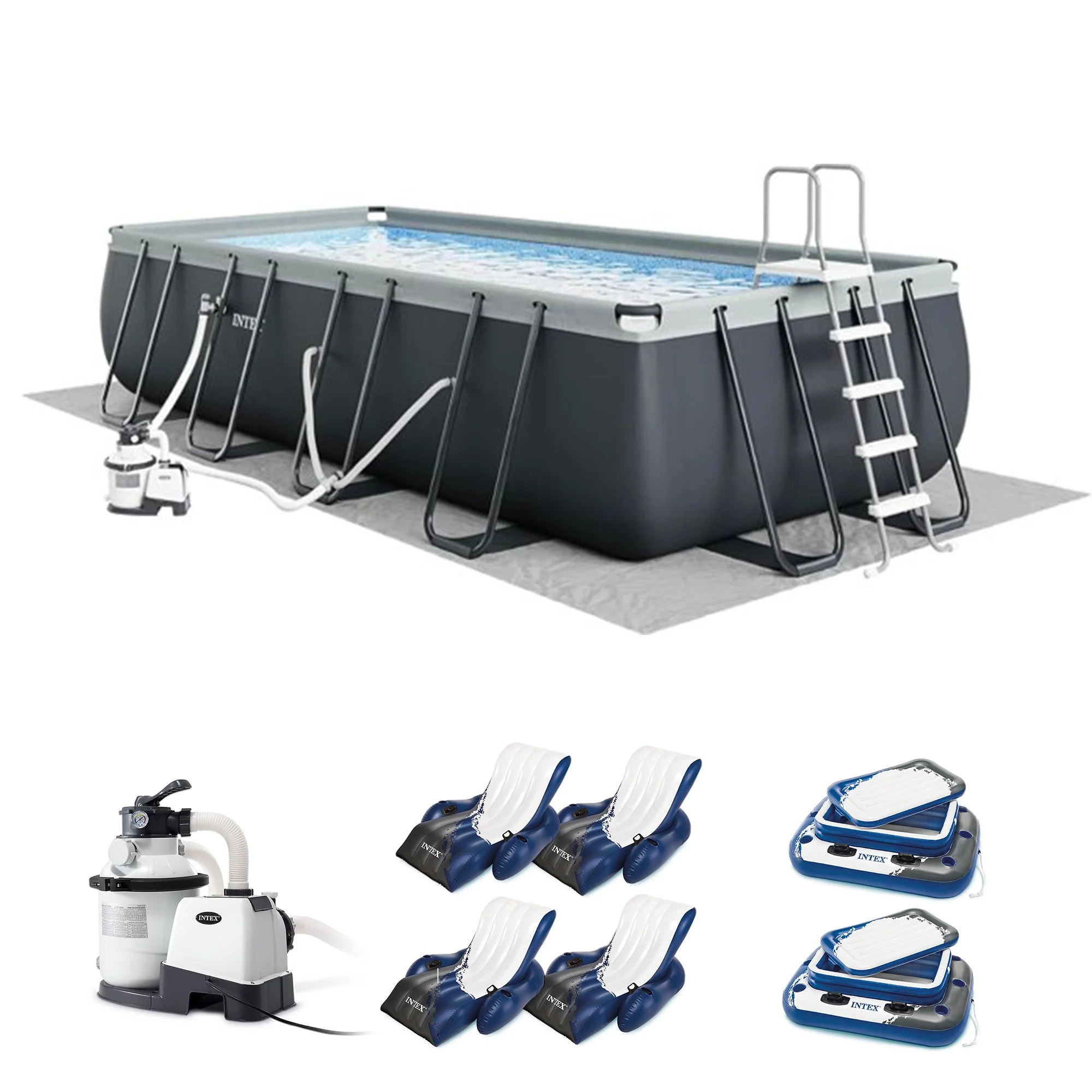 Intex 18ft x 9ft x 52in Ultra XTR Frame Pool, Cooler (2 Pack), & Float (4 Pack)