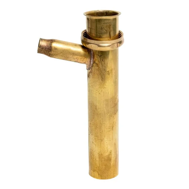 Tailpiece Branch with Brass Nut 1-1/2 x 8 Inch Direct Connect x 1/2 Inch Sweat Brass 17 Gauge