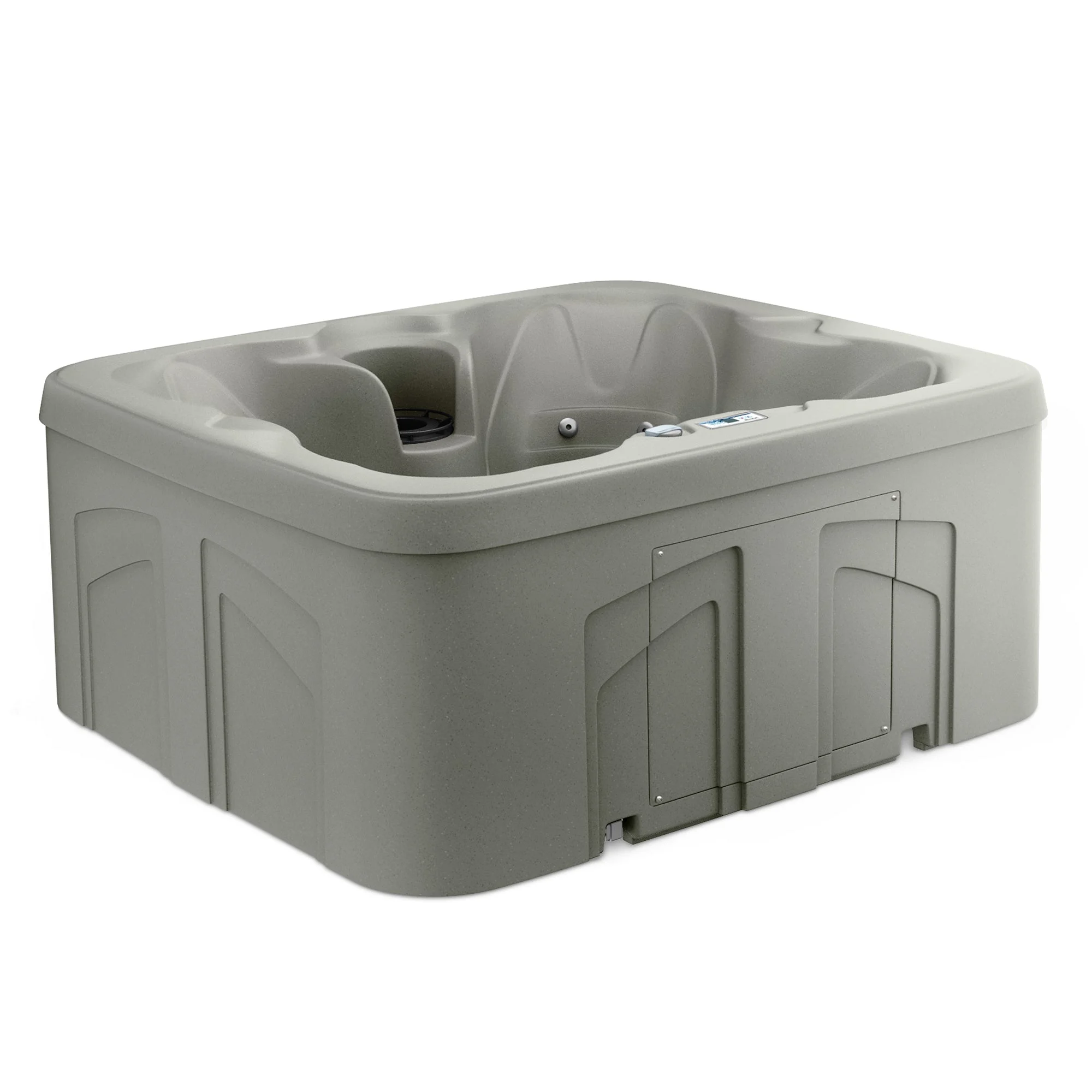 LifeSmart LS100 Taupe 4 Person Plug and Play Square Hot Tub Spa with Black Cover